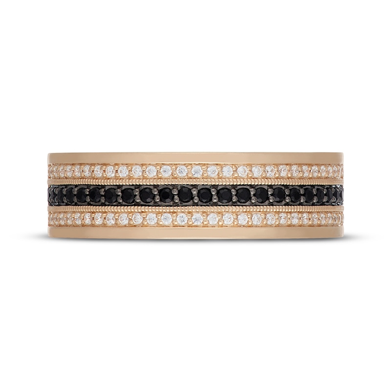 Main Image 3 of Neil Lane Men's Black & White Diamond Three-Row Wedding Band 1/2 ct tw 14K Yellow Gold