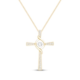Unstoppable Love Lab-Grown Diamond Cross Necklace 1/3 ct tw 10K Yellow Gold 19"