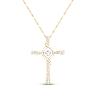 Unstoppable Love Lab-Grown Diamond Cross Necklace 1/3 ct tw 10K Yellow Gold 19"