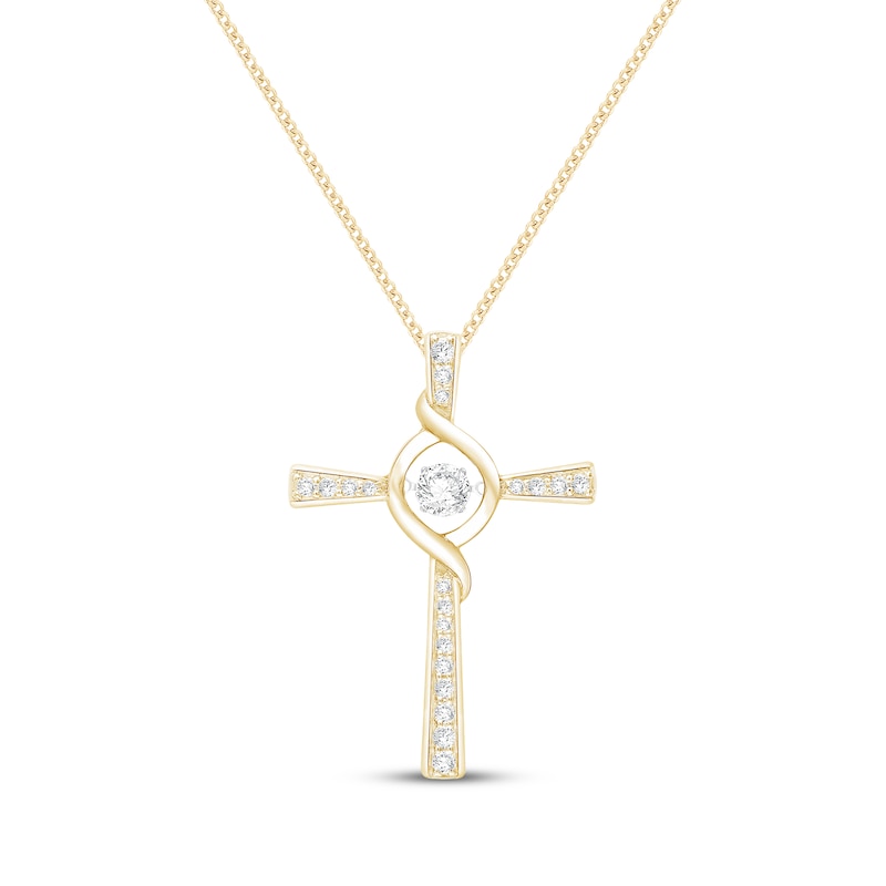 Main Image 1 of Unstoppable Love Lab-Grown Diamond Cross Necklace 1/3 ct tw 10K Yellow Gold 19"
