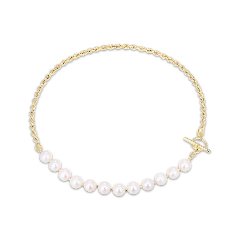 Main Image 2 of STUDIO BY KAY Cultured Pearl Toggle Necklace 24K Yellow Gold Vermeil Sterling Silver 18"