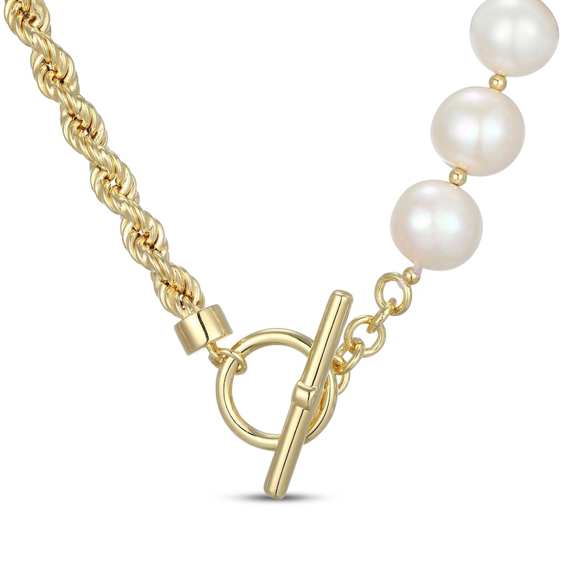 Main Image 3 of STUDIO BY KAY Cultured Pearl Toggle Necklace 24K Yellow Gold Vermeil Sterling Silver 18"