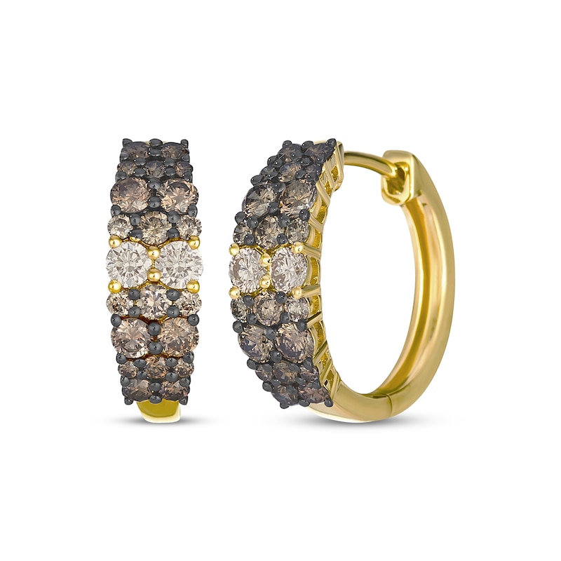 Main Image 1 of Le Vian Desert Diamonds Chocolate Ombré Hoop Earrings 1-1/4 ct tw 14K Honey Gold