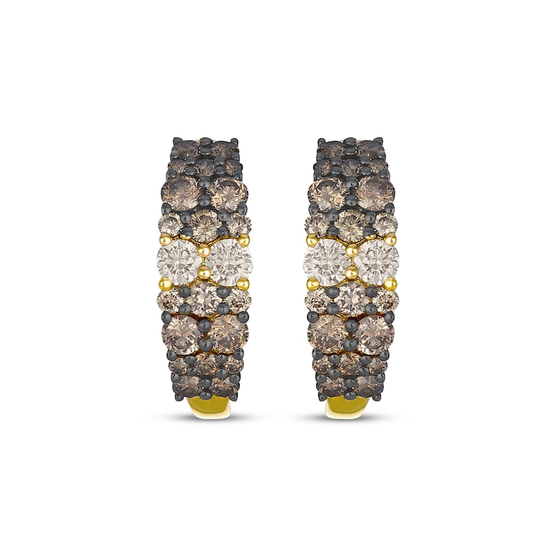 Main Image 2 of Le Vian Desert Diamonds Chocolate Ombré Hoop Earrings 1-1/4 ct tw 14K Honey Gold