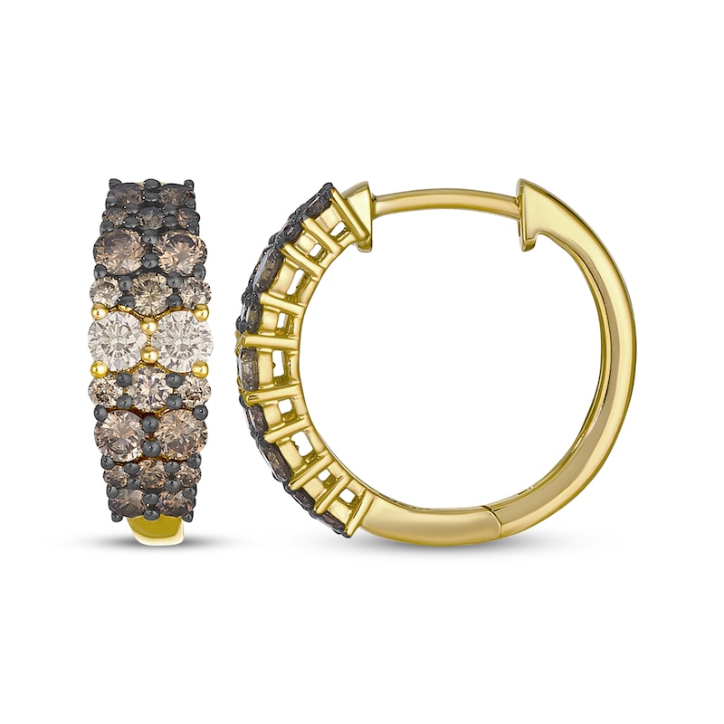 Main Image 3 of Le Vian Desert Diamonds Chocolate Ombré Hoop Earrings 1-1/4 ct tw 14K Honey Gold