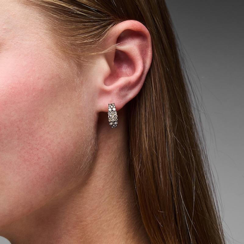 Main Image 4 of Le Vian Desert Diamonds Chocolate Ombré Hoop Earrings 1-1/4 ct tw 14K Honey Gold