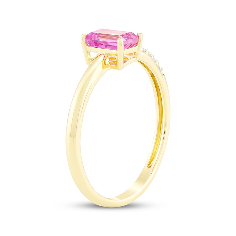 Main Image 2 of STUDIO BY KAY Emerald-Cut Pink & White Lab-Created Sapphire Deconstructed Ring 24K Yellow Gold Vermeil Sterling Silver