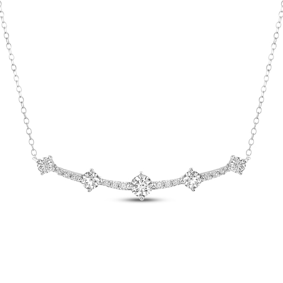 Milestones Lab-Grown Diamond Station Necklace 1 ct tw 10K White Gold 18"