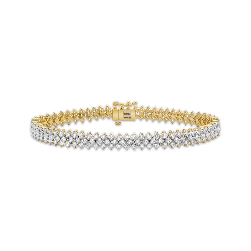 Main Image 1 of Diamond Three-Row Bracelet 5 ct tw 14K Yellow Gold 7"