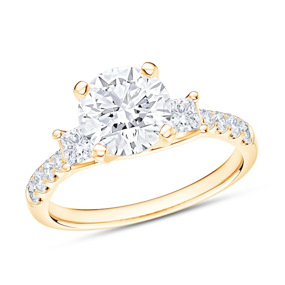 Now + Forever Three-Stone Natural Diamond Engagement Ring Setting 5/8 ct tw 14K Yellow Gold