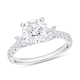 Now + Forever Three-Stone Natural Diamond Engagement Ring Setting 5/8 ct tw 14K White Gold