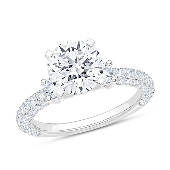 Now + Forever Lab-Grown Diamond Three-Stone Engagement Ring Setting 1 ct tw Platinum