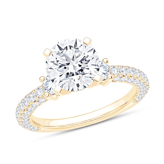Now + Forever Lab-Grown Diamond Three-Stone Engagement Ring Setting 1 ct tw 18K Yellow Gold