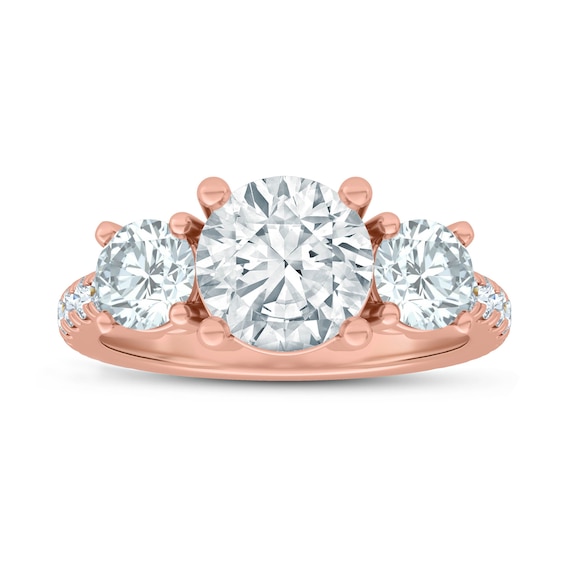 Now + Forever Lab-Grown Diamond Three-Stone Engagement Ring Setting 1-1/3 ct tw 14K Rose Gold