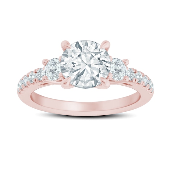 Now + Forever Graduated Natural Diamond Engagement Ring Setting 1/2 ct tw 14K Rose Gold