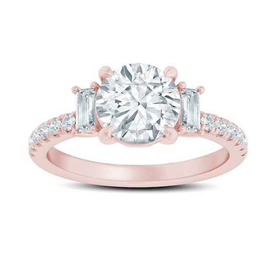 Now + Forever 3-Stone Lab-Grown Diamond Engagement Ring Setting 1/3 ct tw 14K Rose Gold