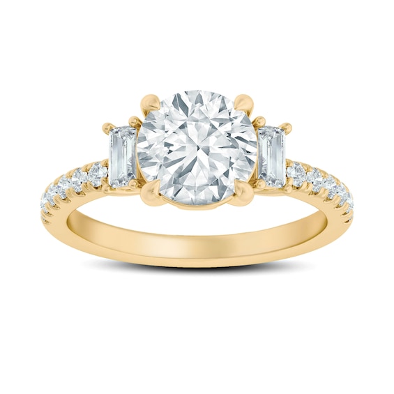 Now + Forever 3-Stone Lab-Grown Diamond Engagement Ring Setting 1/3 ct tw 14K Yellow Gold