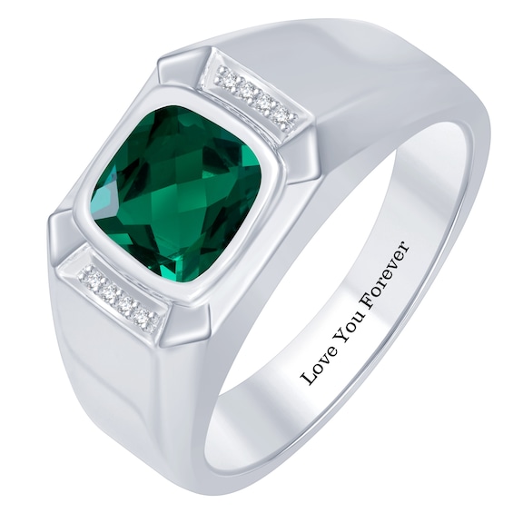 Engravable Men's Gemstone Ring (1 Stone and Line)