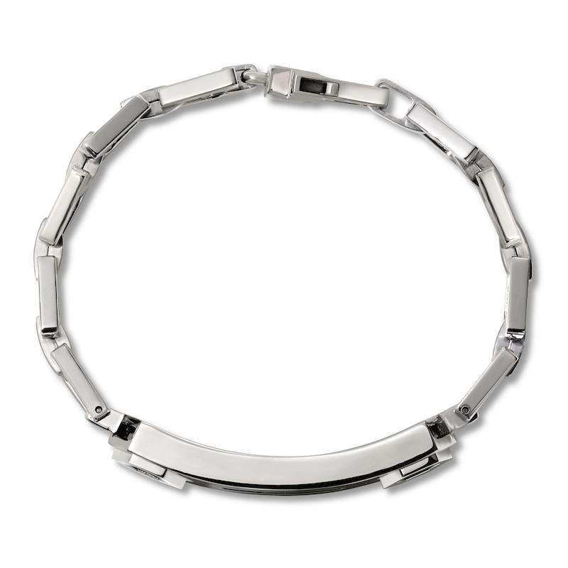 Bulova Chain Diamond ID Bracelet 1/15 ct tw Round-cut Stainless Steel 8"