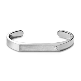 Bulova Men's Cuff Bracelet 1/10 ct tw Round-cut Diamonds Stainless Steel