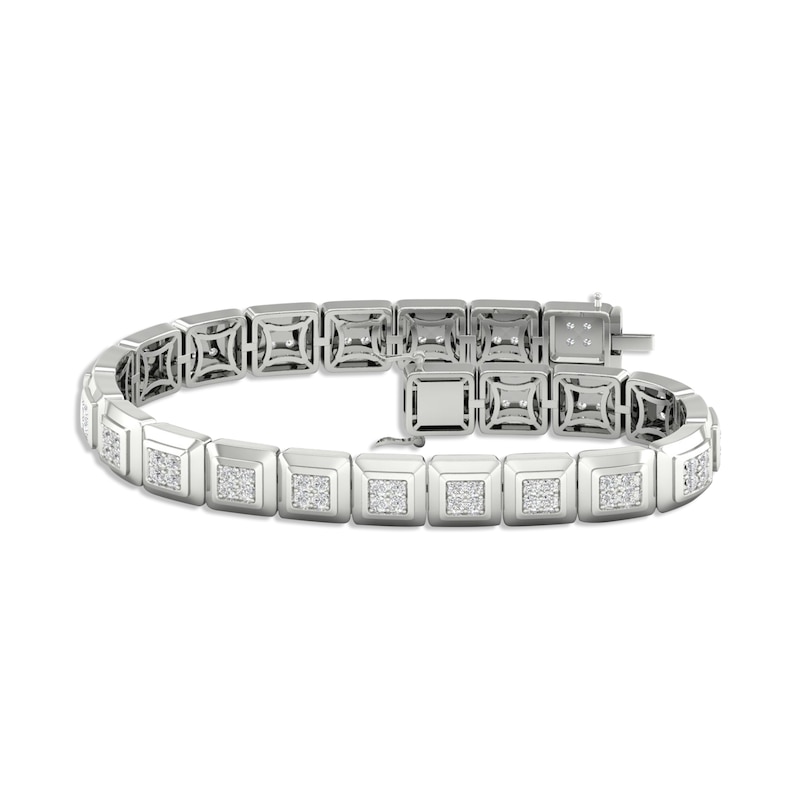Main Image 1 of Men's KAY Lab-Grown Diamonds Square Link Bracelet 3 ct tw 14K White Gold 8.5&quot;