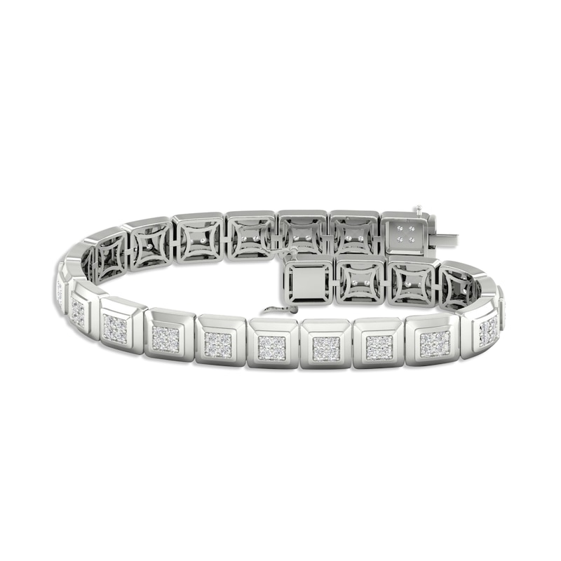 Men's Lab-Created Diamonds by KAY Square Link Bracelet 3 ct tw 14K White Gold 8.5"