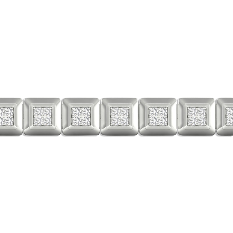 Main Image 2 of Men's KAY Lab-Grown Diamonds Square Link Bracelet 3 ct tw 14K White Gold 8.5&quot;