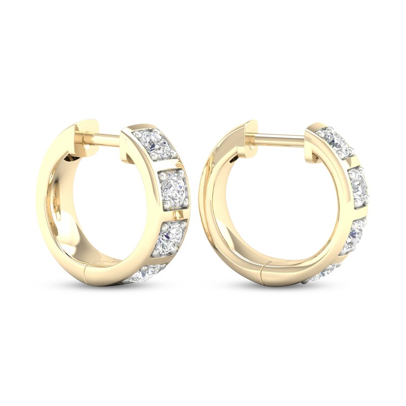 Diamond Huggie Earrings, White Gold, Diamond Small Hoops