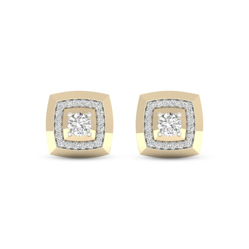 Men's Lab-Created Diamonds by KAY Cushion Frame Stud Earrings 1 ct tw 14K Yellow Gold