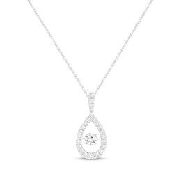 Unstoppable Love Lab-Grown diamond Teardrop Necklace 1-1/2 ct tw 14K White Gold 19”
