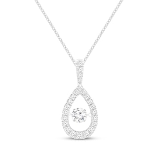 Unstoppable Love Lab-Grown Diamond Teardrop Necklace 1-1/2 ct tw 14K White Gold 19”