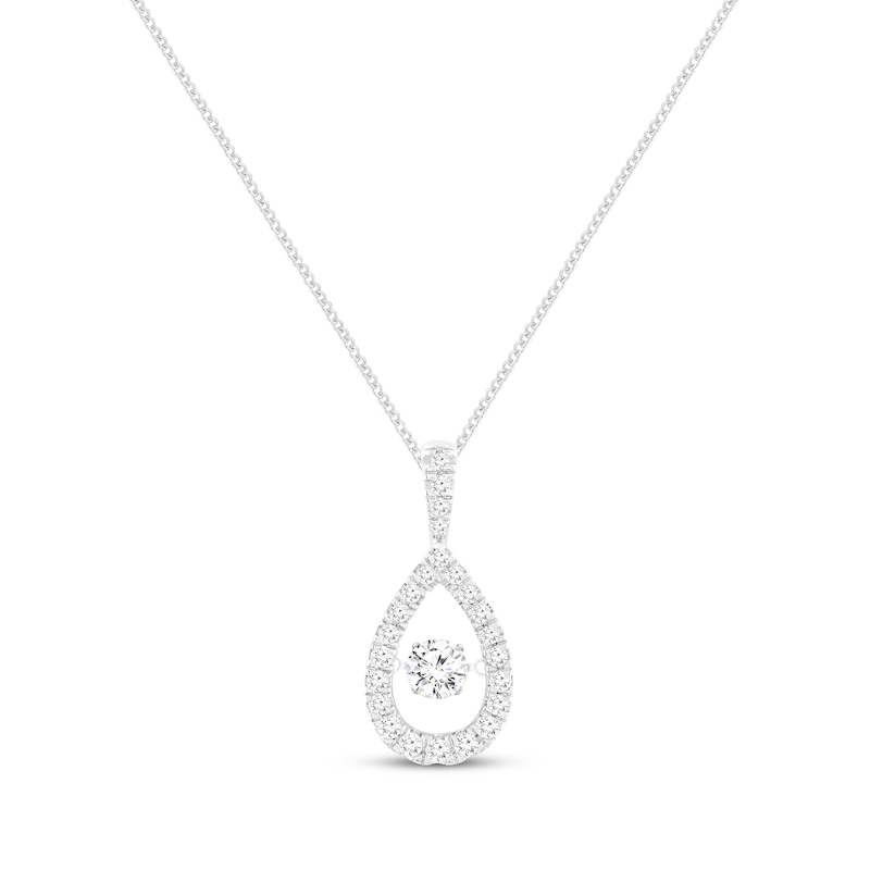 Main Image 1 of Unstoppable Love Lab-Grown diamond Teardrop Necklace 1-1/2 ct tw 14K White Gold 19”