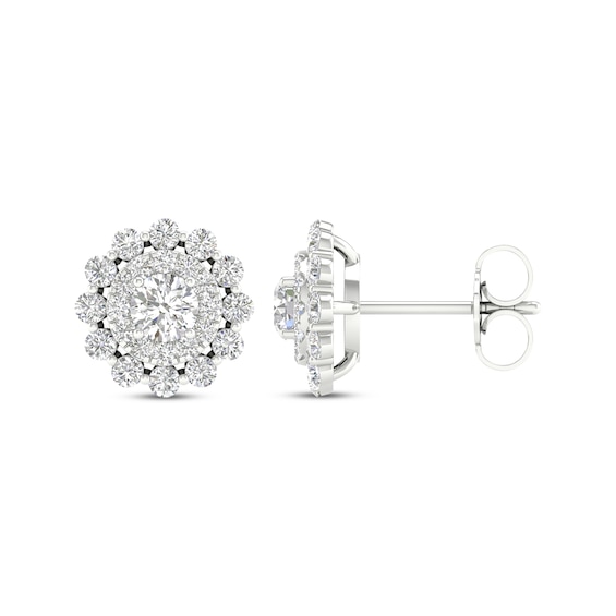 Lab-Created Diamonds by KAY Double Frame Stud Earrings 1 ct tw 14K White Gold