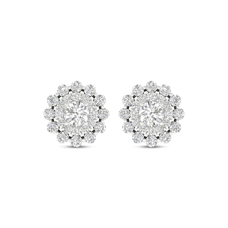 Lab-Created Diamonds by KAY Double Frame Stud Earrings 1 ct tw 14K White Gold