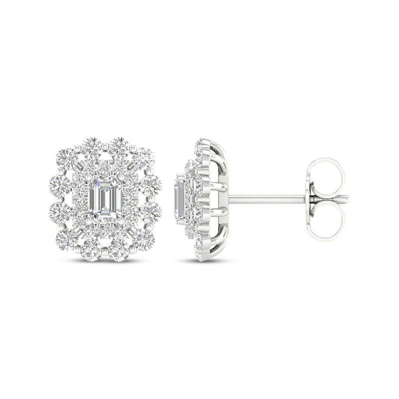 Main Image 1 of KAY Lab-Grown Diamonds Emerald-Cut Stud Earrings 1 ct tw 14K White Gold