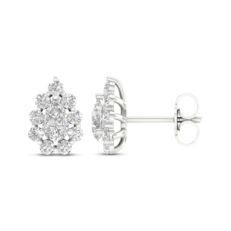 Lab-Created Diamonds by KAY Pear-Shaped Stud Earrings 1 ct tw 14K White Gold with 360