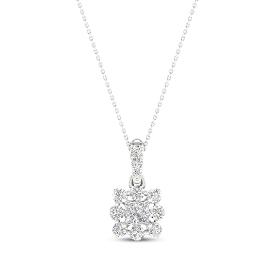 Lab-Created Diamonds by KAY Princess-Cut Necklace 1/2 ct tw 14K White Gold 18"