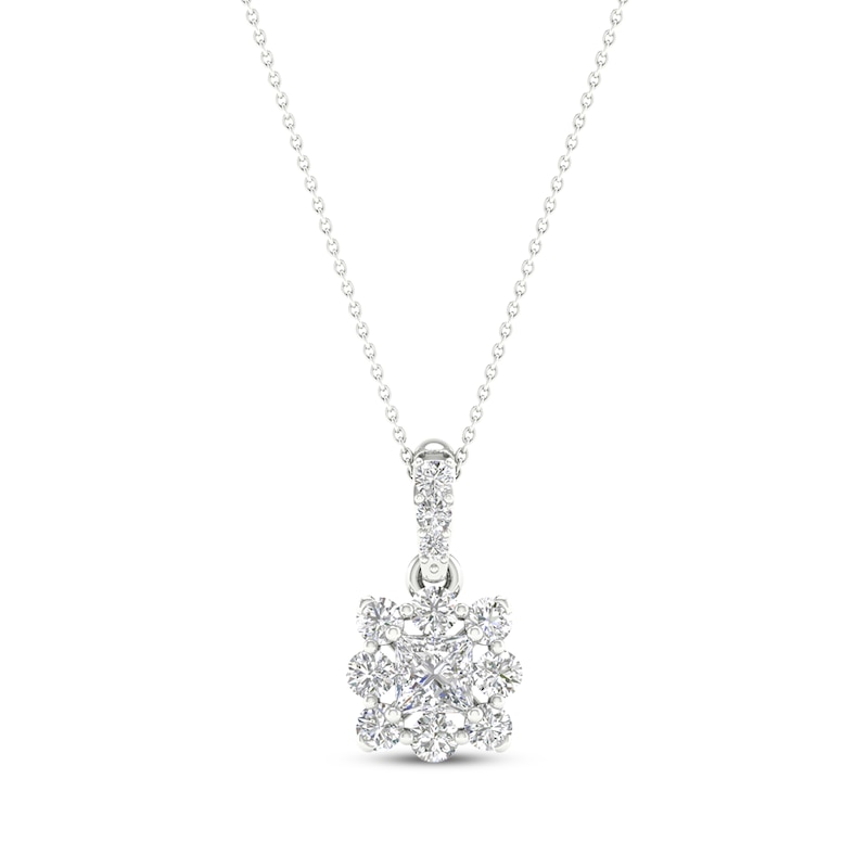 Main Image 1 of KAY Lab-Grown Diamonds Princess-Cut Necklace 1/2 ct tw 14K White Gold 18&quot;