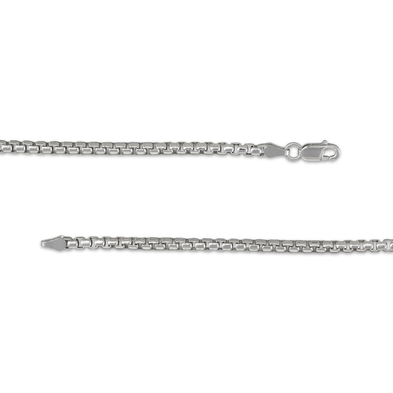 Main Image 3 of Diamond-Cut Box Chain Necklace 3mm Solid Sterling Silver 24&quot;