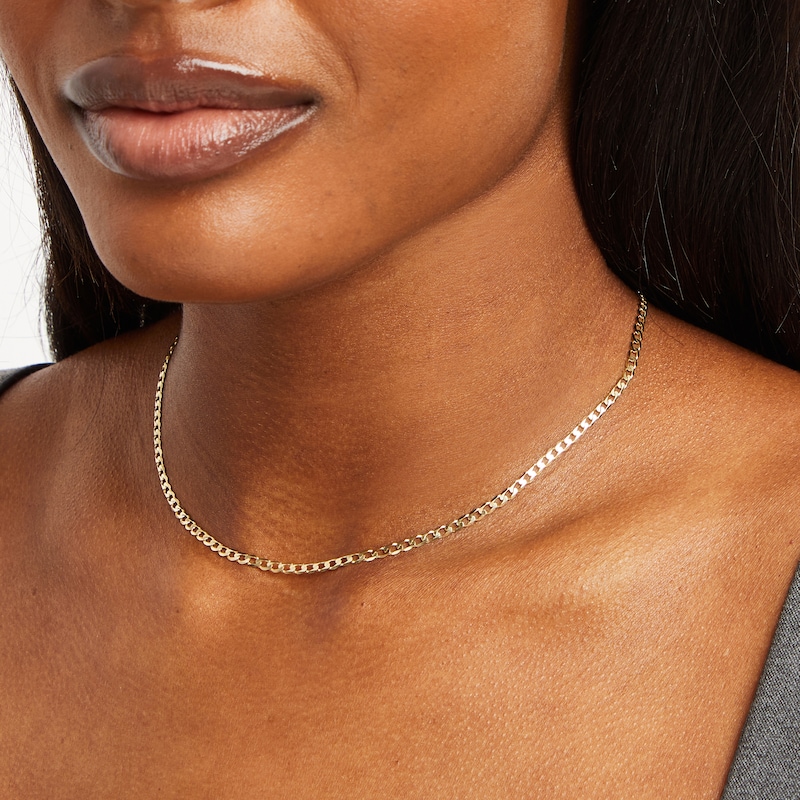 Main Image 4 of Curb Chain Necklace 2.95mm Solid 10K Yellow Gold 16”