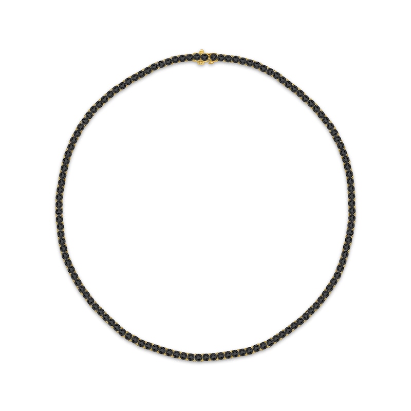Main Image 1 of Men's Black Diamond Tennis Necklace 5 ct tw 10K Yellow Gold 20&quot;