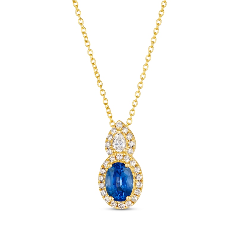 Le Vian Blue Sapphire Necklace 1/4 ct tw Diamonds 14K Honey Gold 19"