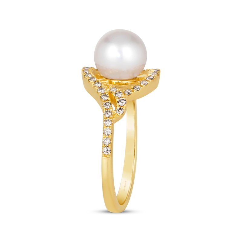 Le Vian Cultured Pearl Swirl Ring 1/3 ct tw Diamonds 14K Honey Gold