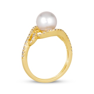 Le Vian Cultured Pearl Swirl Ring 1/3 ct tw Diamonds 14K Honey Gold | Kay
