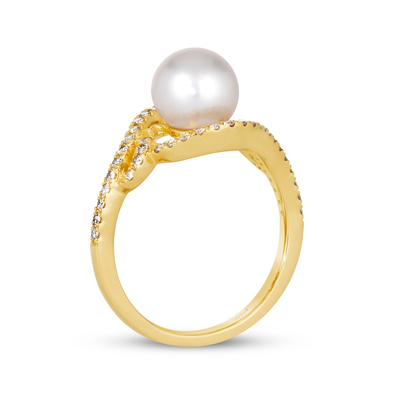 Le Vian Cultured Pearl Swirl Ring 1/3 ct tw Diamonds 14K Honey Gold