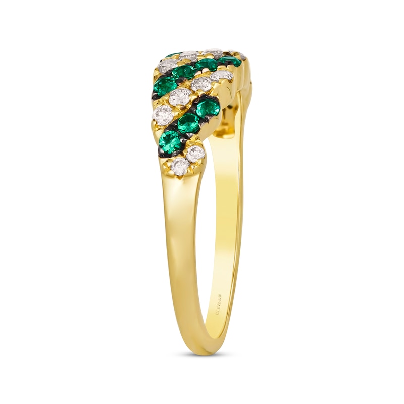 Le Vian Venetian Mosaic Emerald & Diamond Diagonal Ring 1/4 ct tw 14K Honey Gold