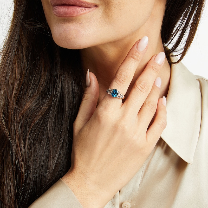 Main Image 4 of Le Vian Venetian Mosaic Blue Topaz & Diamond Ring 1/3 ct tw 14K Strawberry Gold