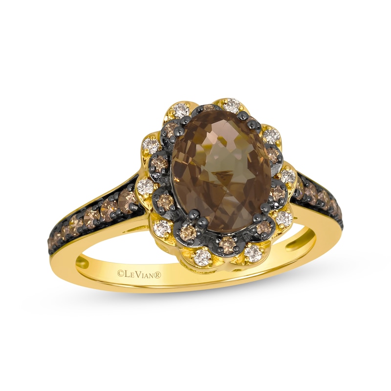 Le Vian Venetian Mosaic Chocolate Quartz Ring 1/3 ct tw Diamonds 14K ...