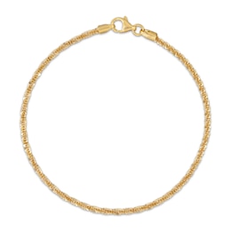 Diamond-Cut Crisscross Chain Bracelet 2.15mm Solid 14K Yellow Gold 7.5&quot;
