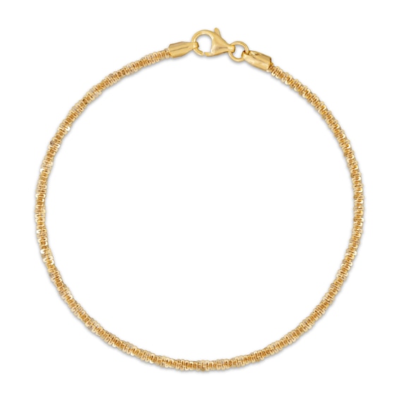 Diamond-Cut Crisscross Chain Bracelet 2.15mm Solid 14K Yellow Gold 7.5"